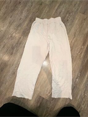 1X Purusha People Light Beige Wide Leg Fleece Pants